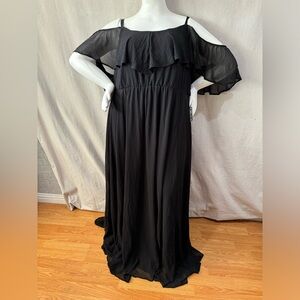 Torrid off the shoulder black dress with black lining 24w